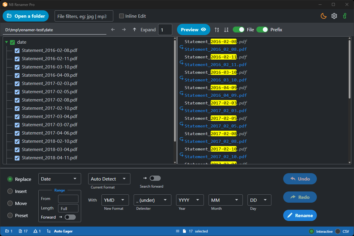 Date reformatting parameters